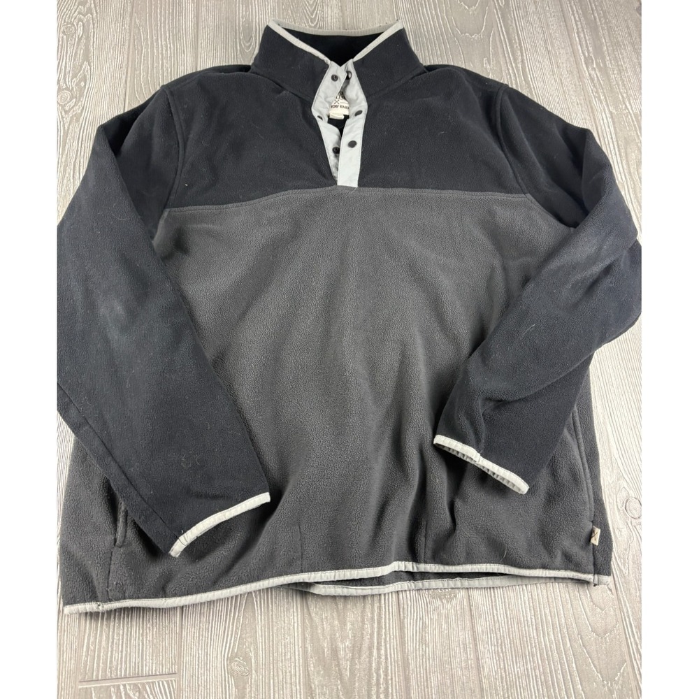 Blake Shelton Lands End Mens Fleece Snap Button Pullover Sz 2XL Black & Gray